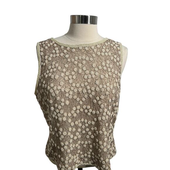 ADRIANNA PAPELL OCCASIONS 100% Silk Beaded Sleeveless Formal Top Size 12 - Picture 1 of 10